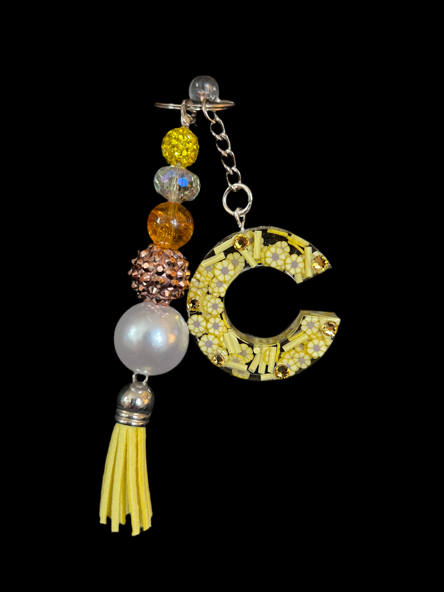 Sunflowers and Bumble Bees Initial Keychains - Accessories by Sparkle Studio