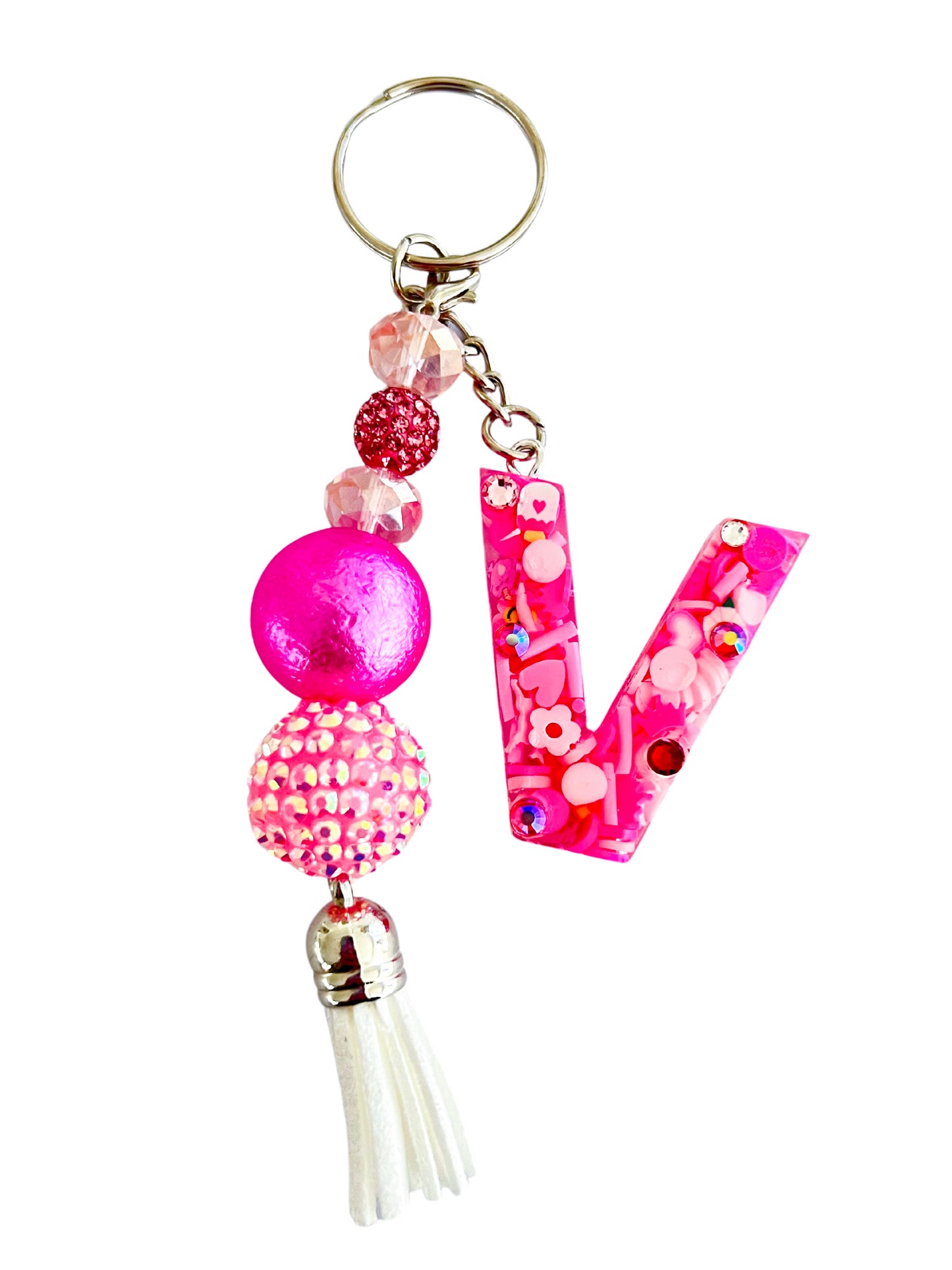 'Everything Pink & Chic' Initial Keychain - Sparkle Studio Accessories.