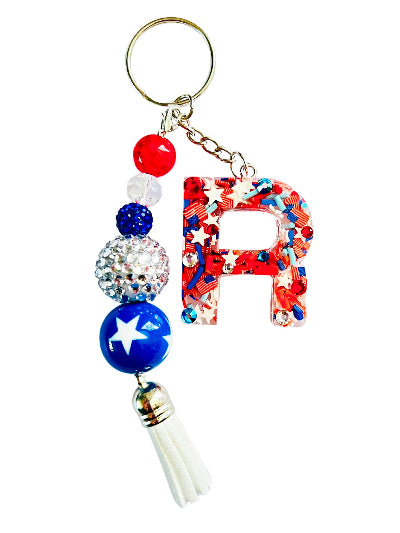 USA Themed Initial Keychains - Sparkle Studio Accessories