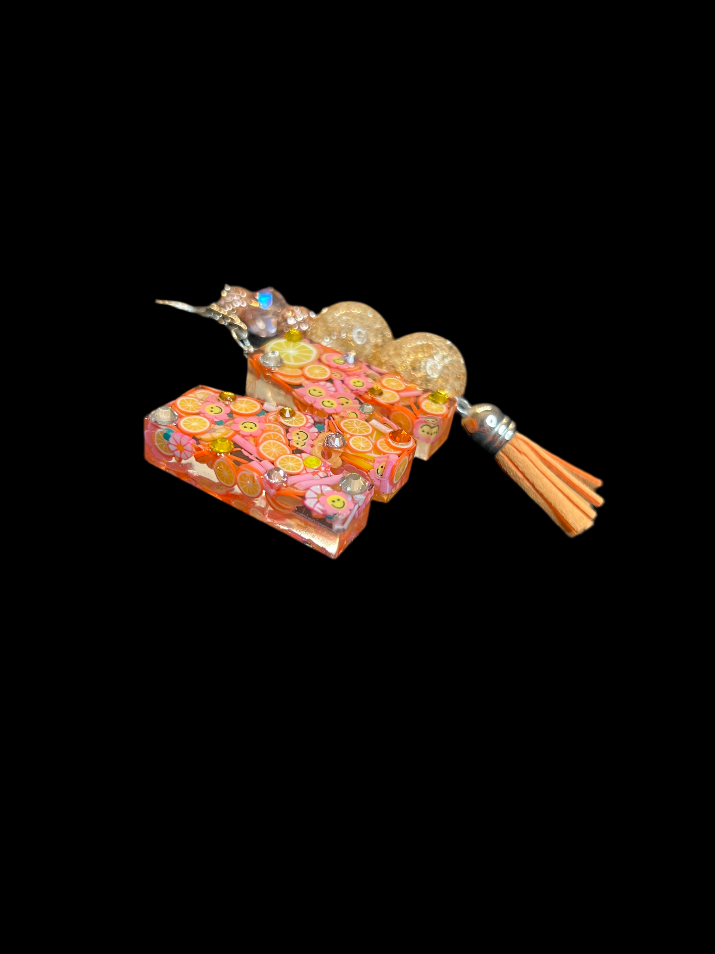 Neon Citrus Slice Initial Keychain - Sparkle Studio Accessories