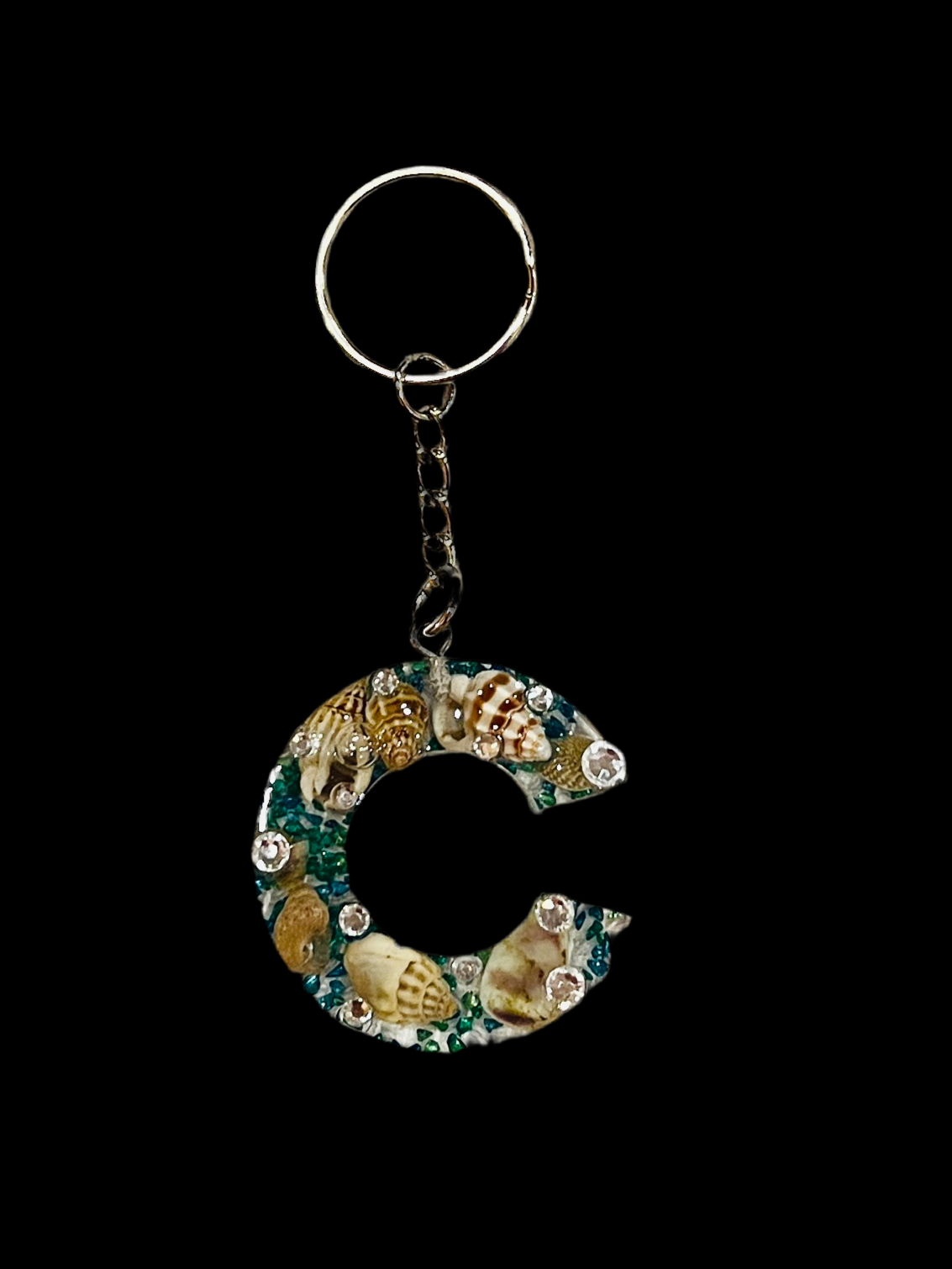Sand and Shell Initial Keychain – Accessories by Sparkle Studio