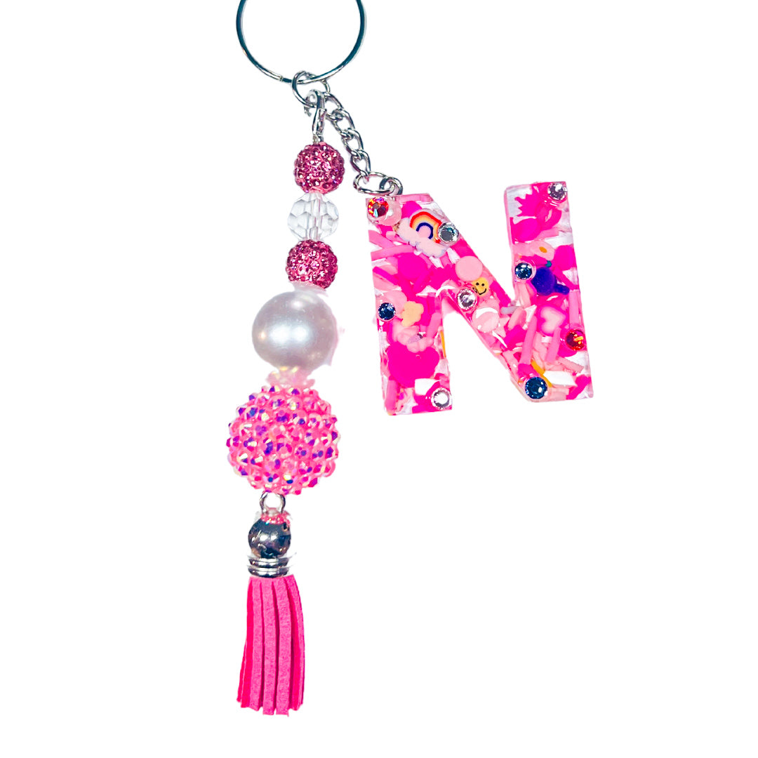 'Everything Pink & Chic' Initial Keychain - Sparkle Studio Accessories.