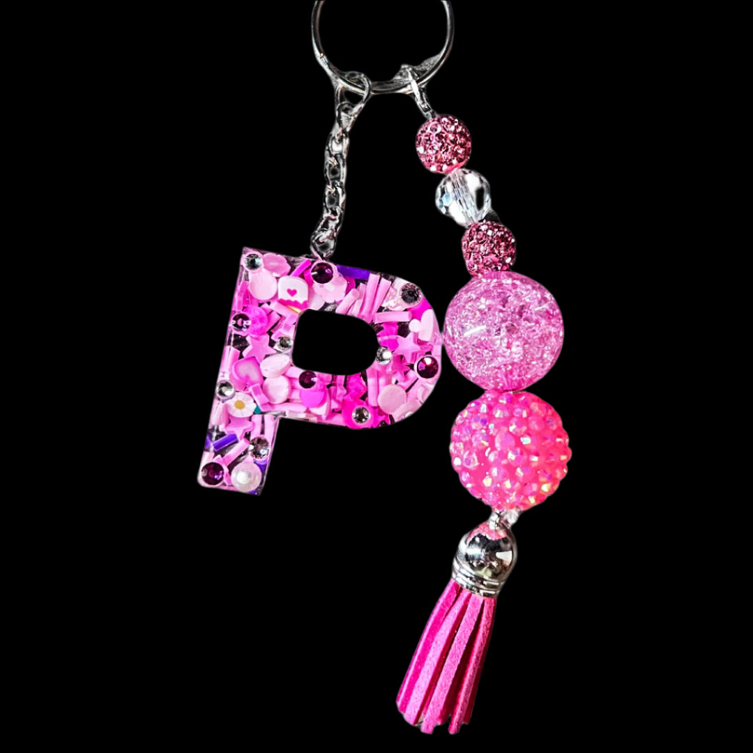 'Everything Pink & Chic' Initial Keychain - Sparkle Studio Accessories.
