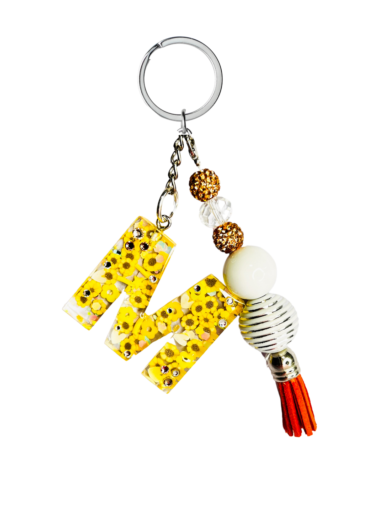 Sunflowers and Bumble Bees Initial Keychains - Accessories by Sparkle Studio