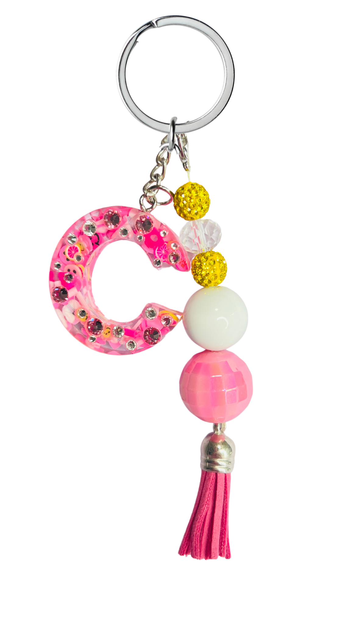 'Everything Pink & Chic' Initial Keychain - Sparkle Studio Accessories.