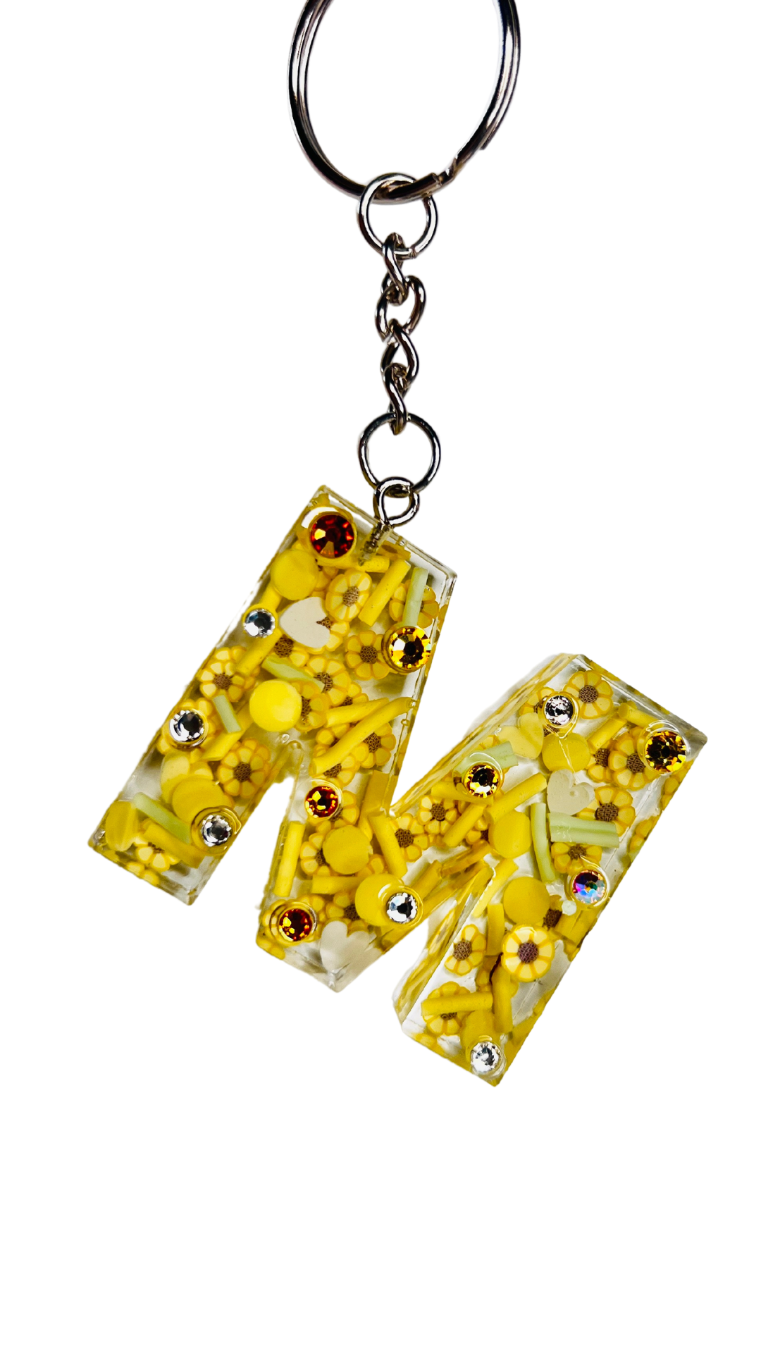 Sunflowers and Bumble Bees Initial Keychains - Accessories by Sparkle Studio