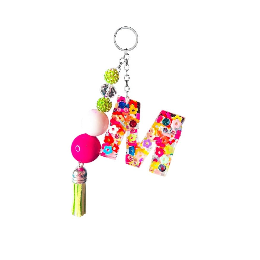 Spring Flowers Initial Keychain – Accessories by Sparkle Studio