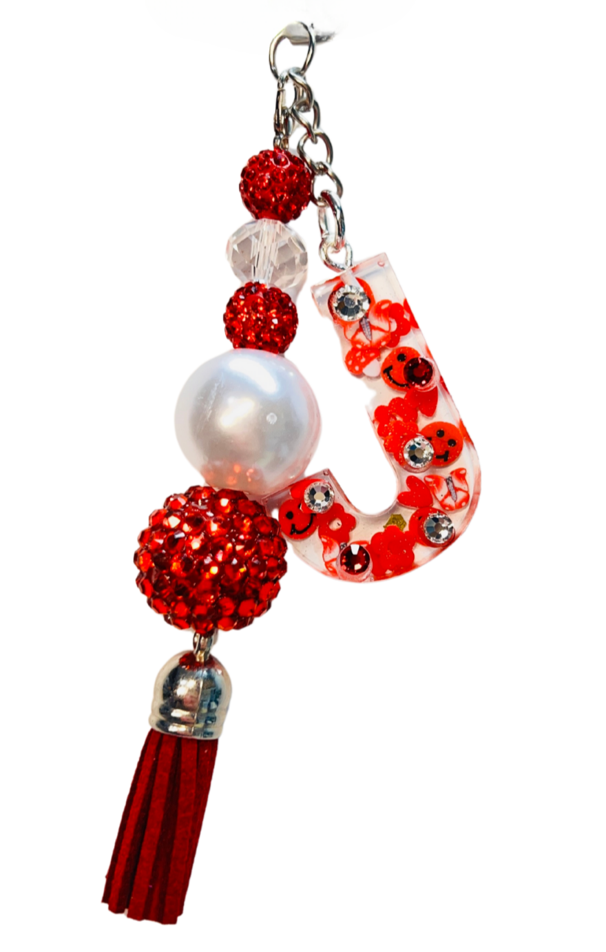 Everything Red Initial Keychains - Sparkle Studio Accessories