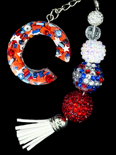 USA Themed Initial Keychains - Sparkle Studio Accessories