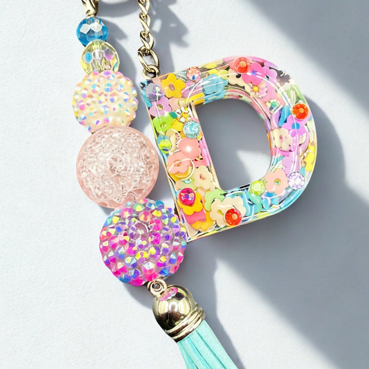 Flower Blooms Initial Keychain – personalized accessories.