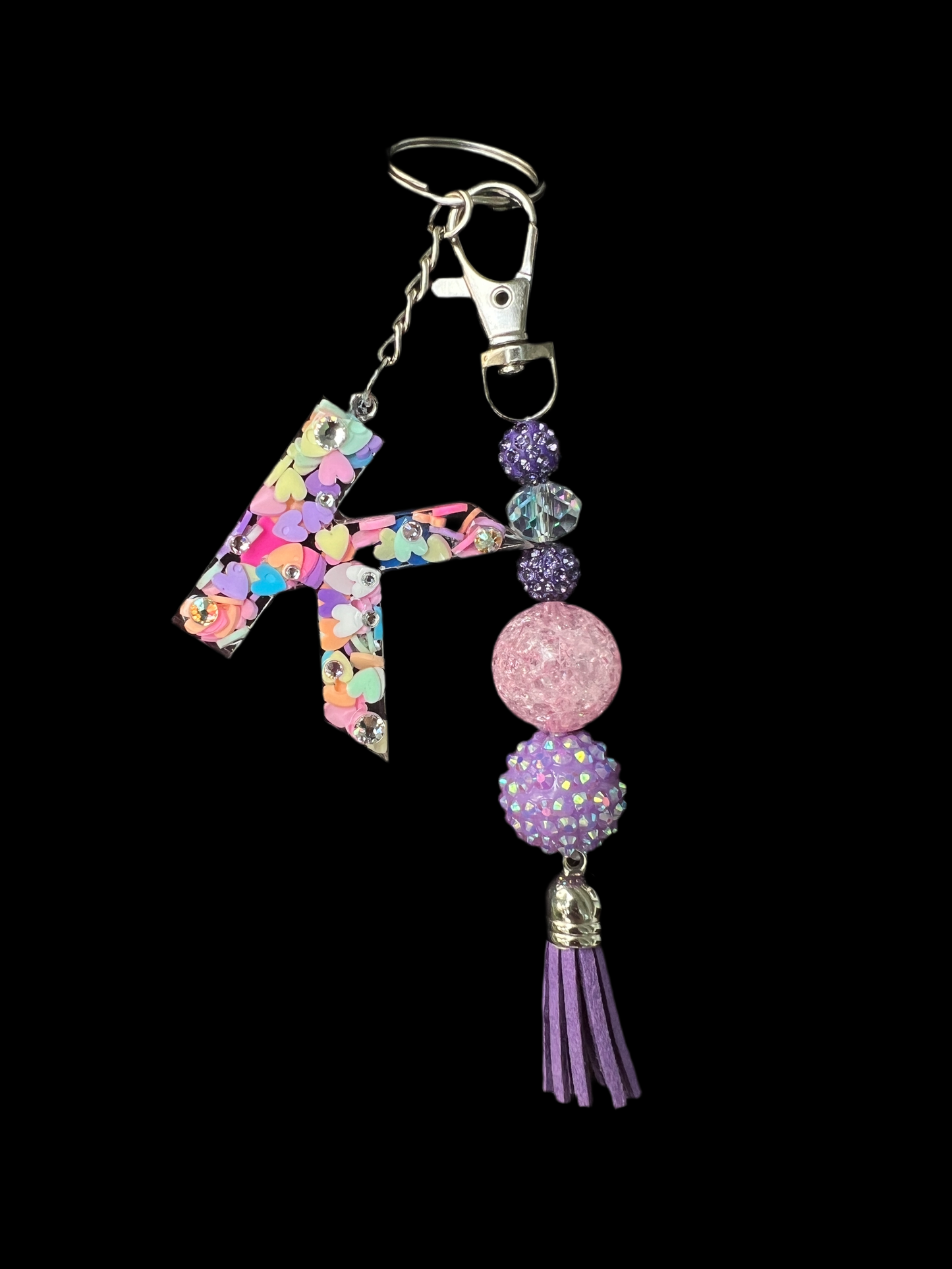 Pastel Hearts Initial Keychain – Accessories by Sparkle Studio