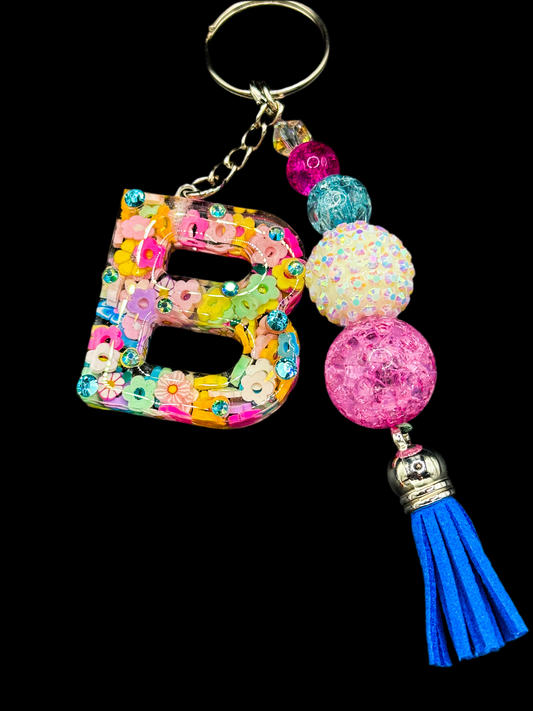 Spring Flowers Initial Keychain – Accessories by Sparkle Studio