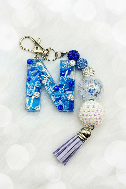 Blue theme Initial Keychain – Accessories by Sparkle Studio