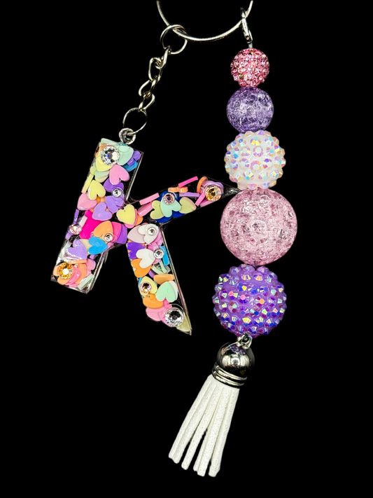 Pastel Hearts Initial Keychain – Accessories by Sparkle Studio