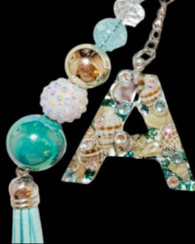 Sand and Shell Initial Keychain – Accessories by Sparkle Studio