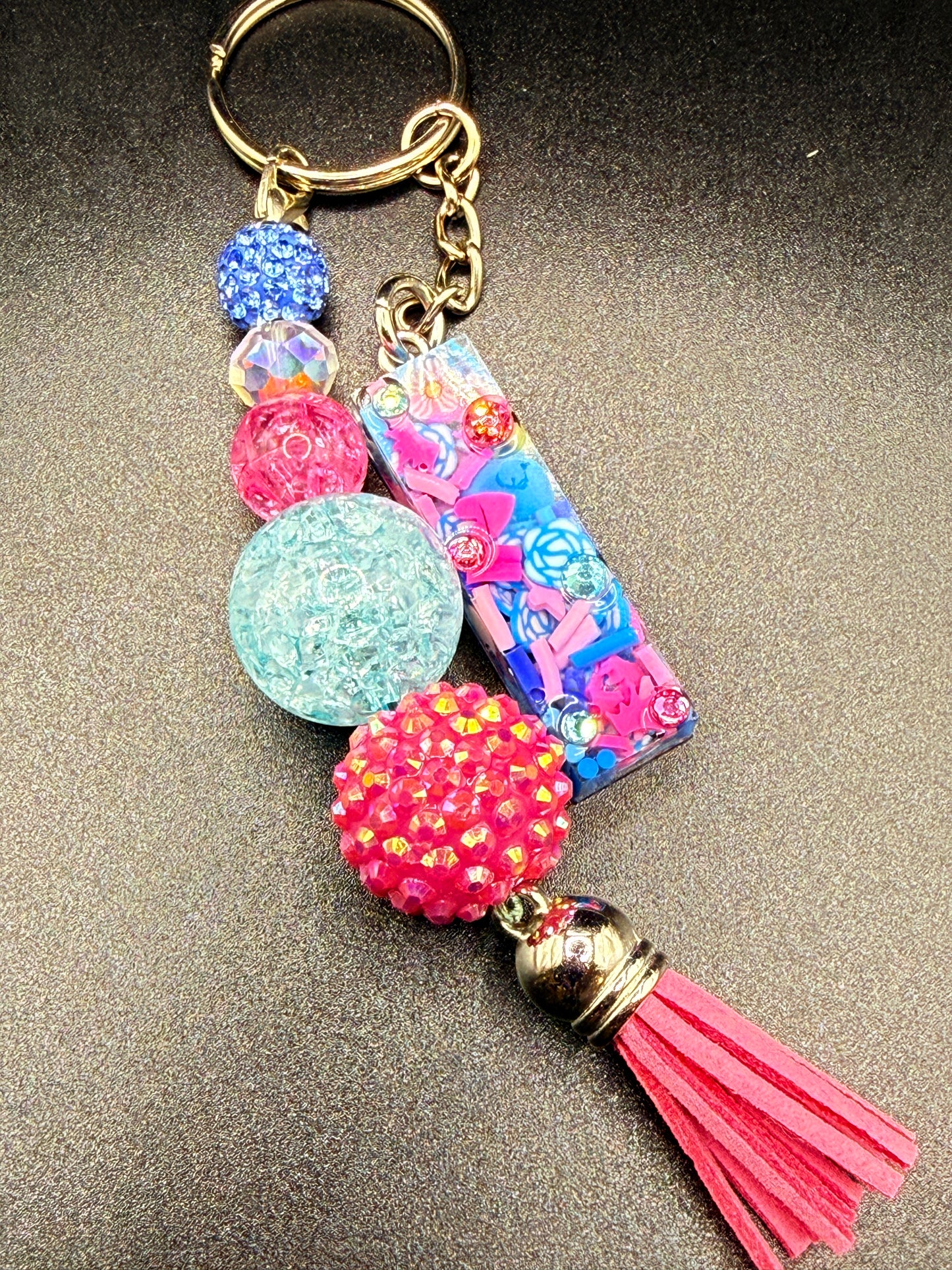 Blue and Pink theme Initial Keychain – Accessories by Sparkle Studio
