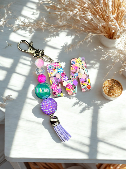 Girly Pop Pink candy letter charm - personalized accessories
