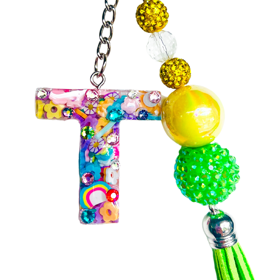 Spring Flowers Initial Keychain – Accessories by Sparkle Studio