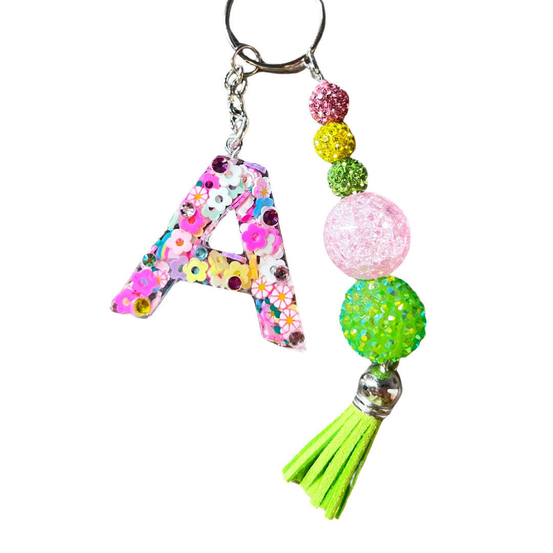 Spring Flowers Initial Keychain – Accessories by Sparkle Studio