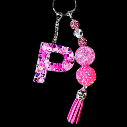'Everything Pink & Chic' Initial Keychain - Sparkle Studio Accessories.