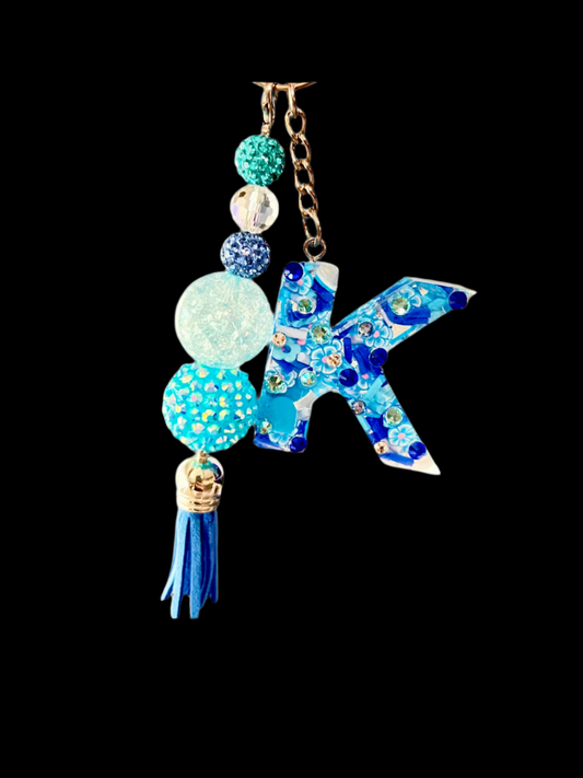 Everything Blue Initial Keychain – Accessories by Sparkle Studio