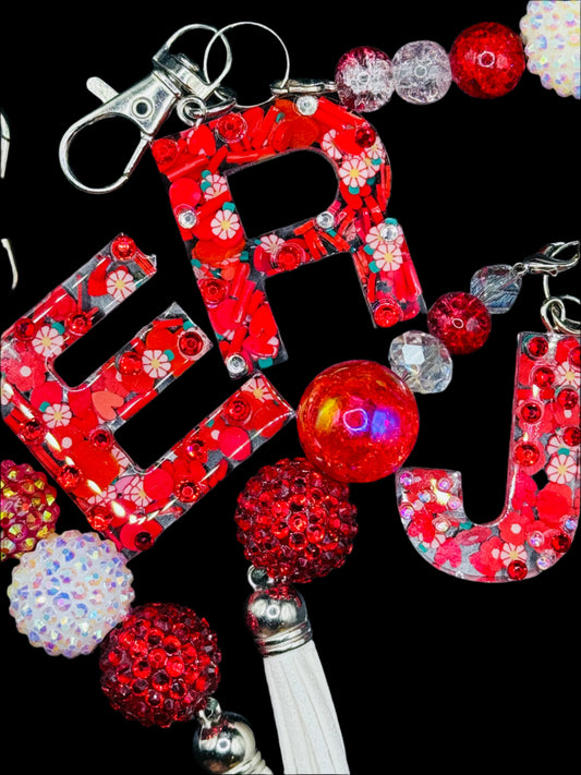 Everything Red Initial Keychains - Sparkle Studio Accessories