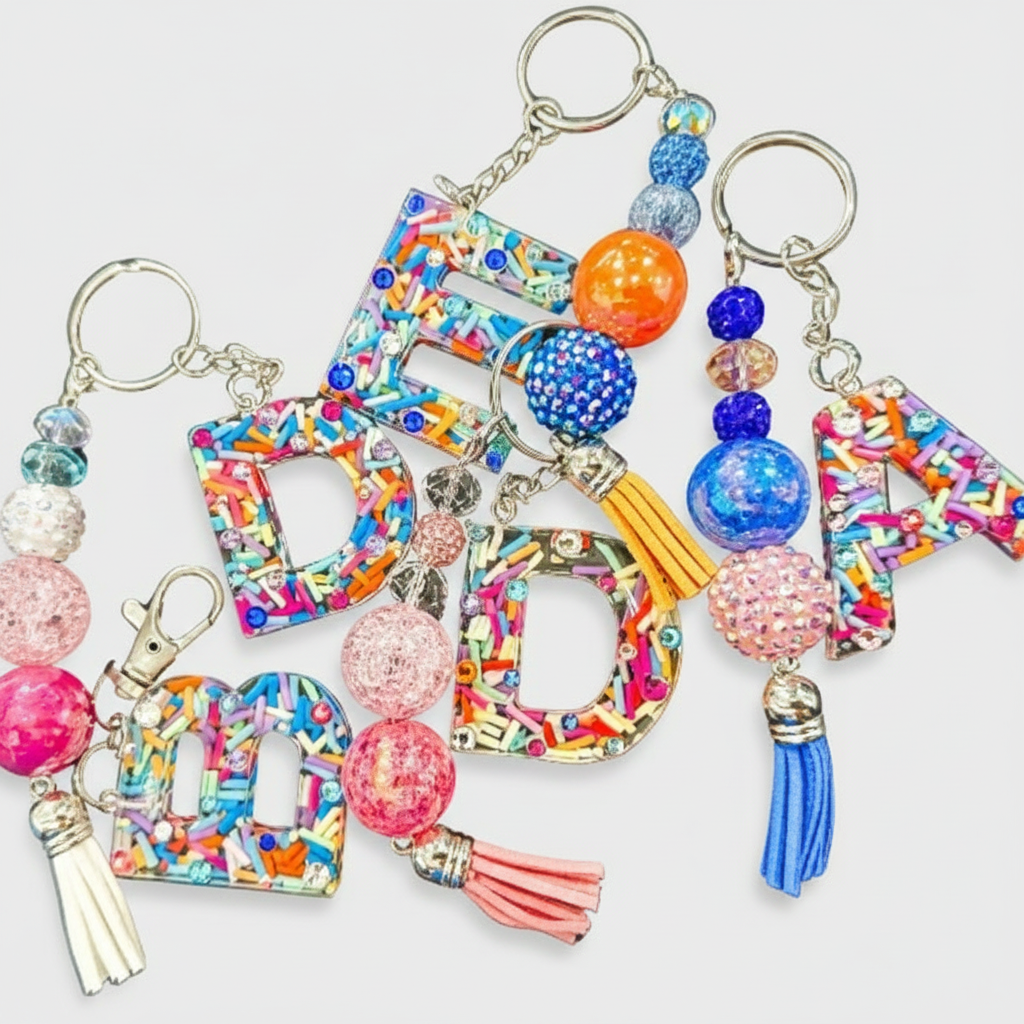 Sprinkles & Confetti Initial Keychain