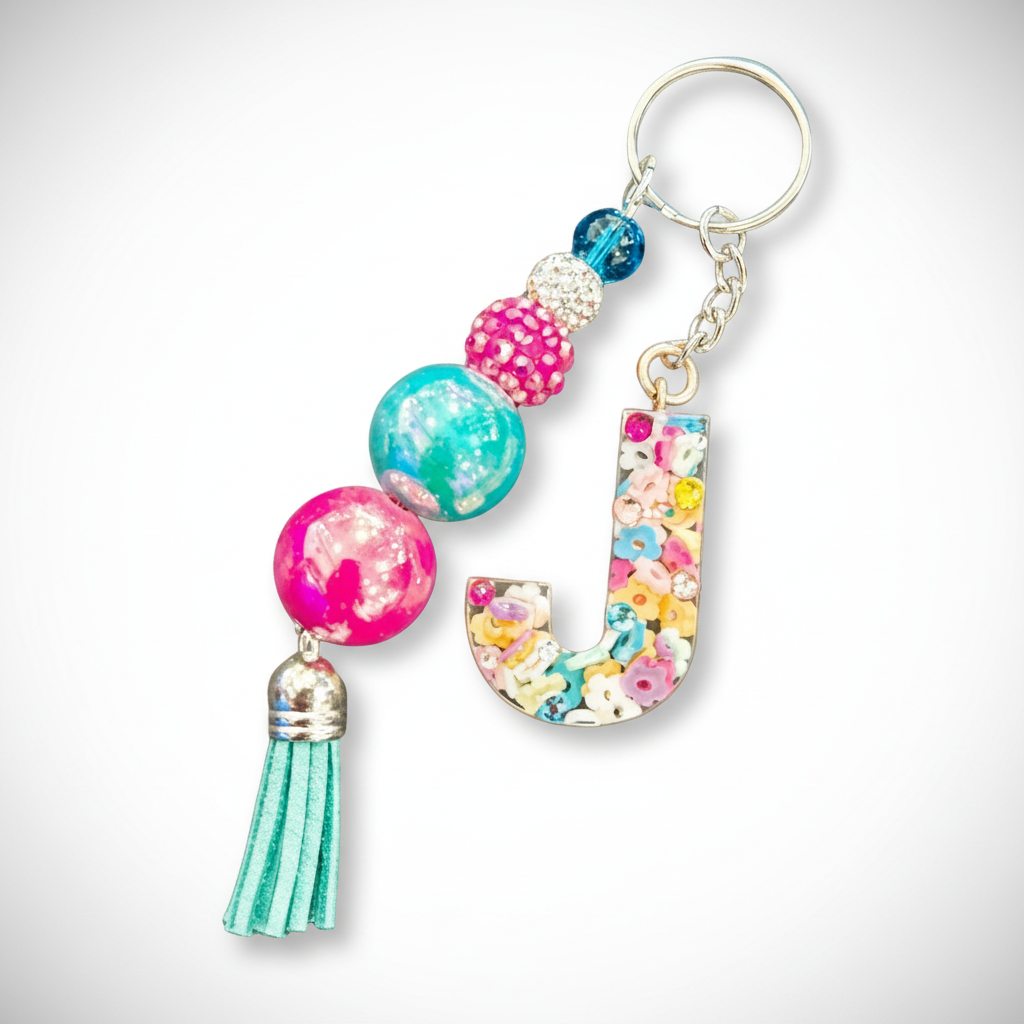 Spring Flowers Initial Keychain – Accessories by Sparkle Studio