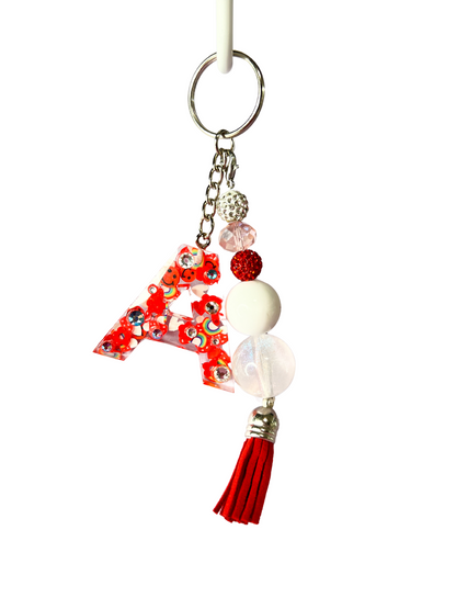 Everything Red Initial Keychains - Sparkle Studio Accessories