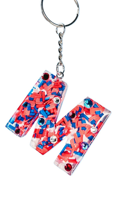USA Themed Initial Keychains - Sparkle Studio Accessories