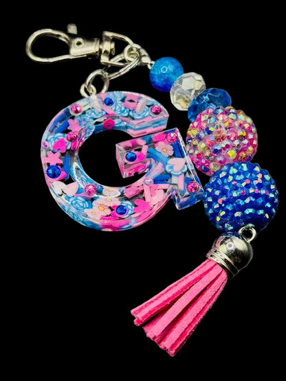 Blue and Pink theme Initial Keychain – Accessories by Sparkle Studio