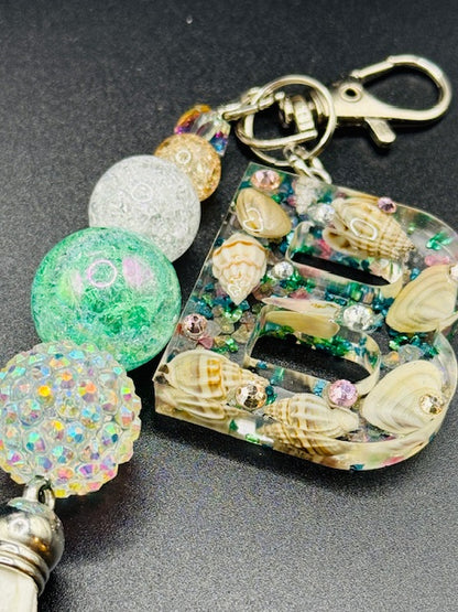 White Daisy Initial Keychain